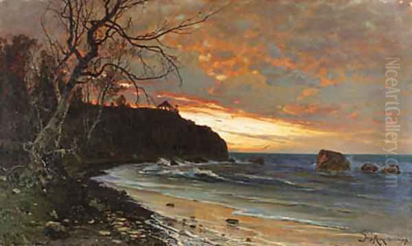 Rocky Seashore Oil Painting by Iulii Iul'evich (Julius) Klever