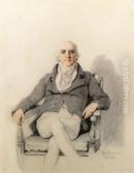 Portrait Of Judge Shearman Bird, Full-length, Seated, In A Frockcoat And Breeches Oil Painting by George Chinnery