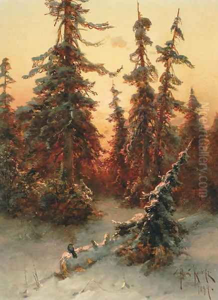 The last sunrays Oil Painting by Iulii Iul'evich (Julius) Klever