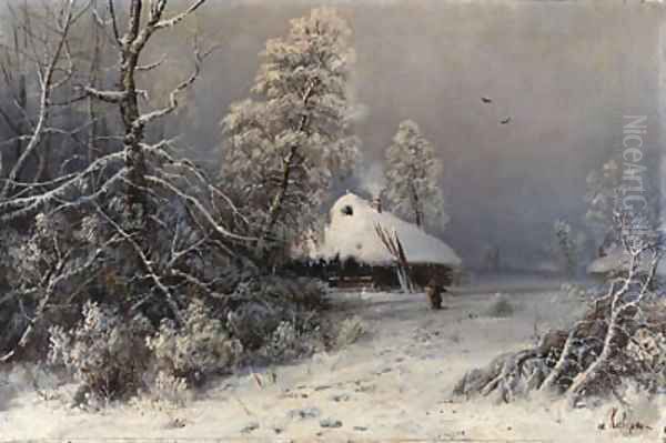 Winter Landscape Oil Painting by Iulii Iul'evich (Julius) Klever