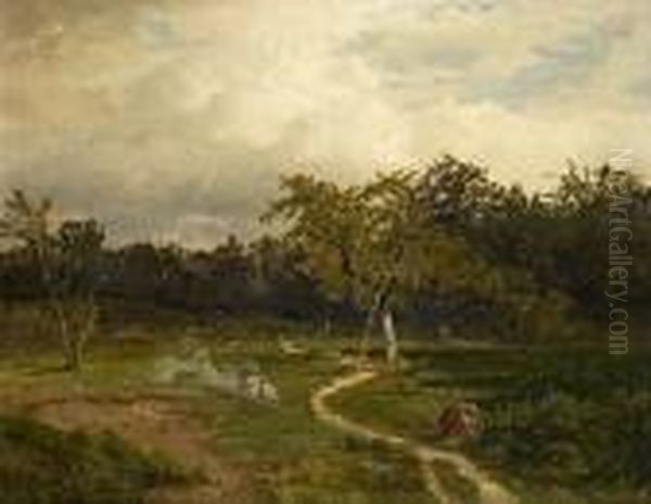 Wiesenlandschaft Oil Painting by Antoine Chintreuil