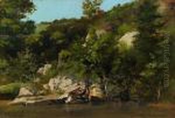 Paysage Aux Rochers Oil Painting by Antoine Chintreuil