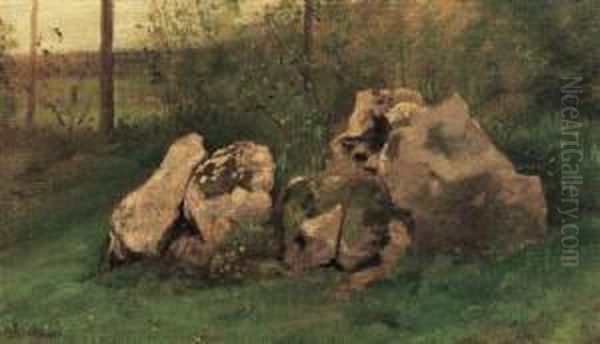 Etude De Rochers; La Tournelle Oil Painting by Antoine Chintreuil