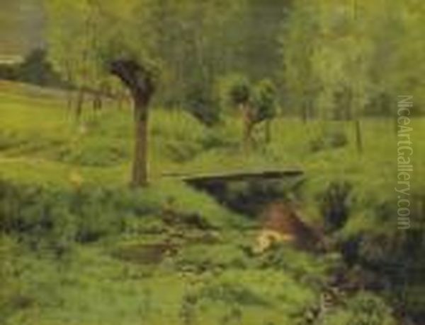 Pont Sur Le Ruisseau Oil Painting by Antoine Chintreuil