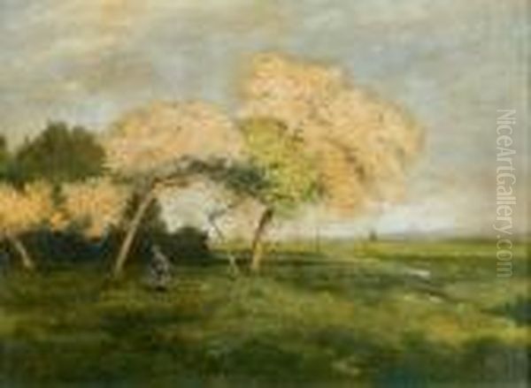 Les Arbres En Fleurs A Septeuil Oil Painting by Antoine Chintreuil