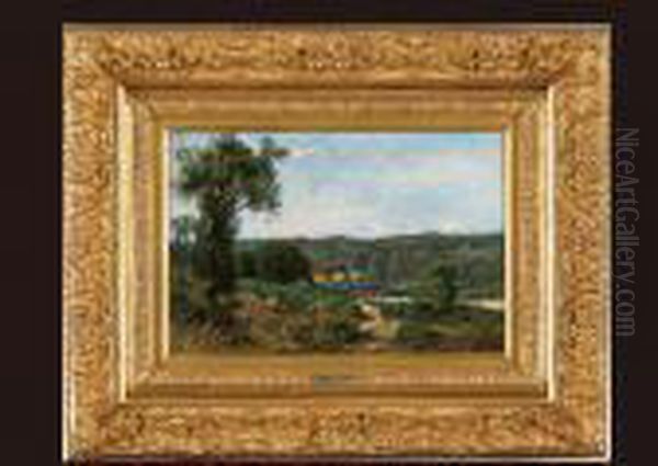 Levillage Au Bord De L Eau Oil Painting by Antoine Chintreuil