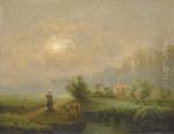 Effets De Soleil A Travers Le Brouillard Oil Painting by Antoine Chintreuil