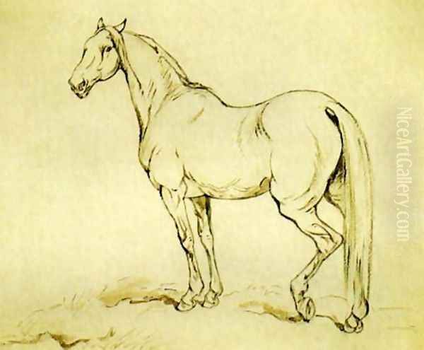 Study of a Horse Oil Painting by Juliusz Kossak