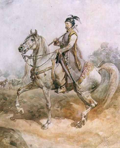 Rider with a Pickaxe Oil Painting by Juliusz Kossak