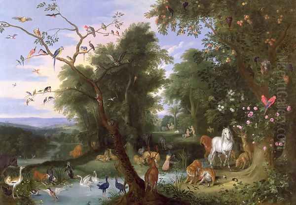 The Garden of Eden Oil Painting by Jan van Kessel