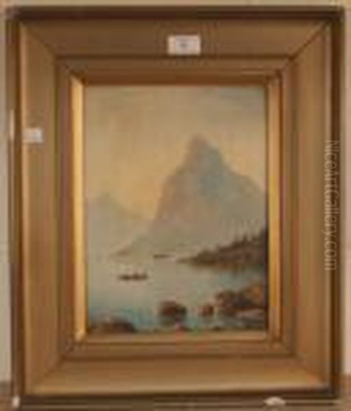 View Of A Fjord Oil Painting by Nils Hans Christiansen