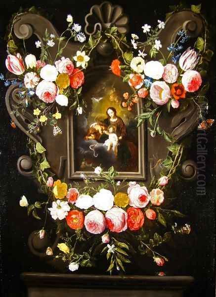 Mary Christ and St John Oil Painting by Jan van Kessel