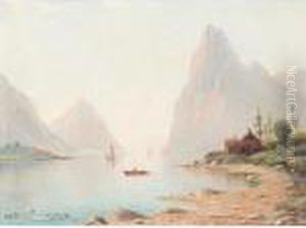 Fjord Landscapes Oil Painting by Nils Hans Christiansen