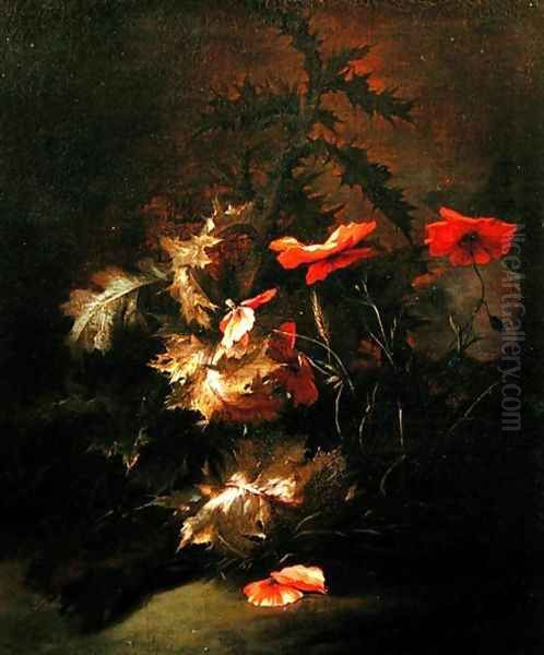 Thistles and Poppies Oil Painting by Jan van Kessel