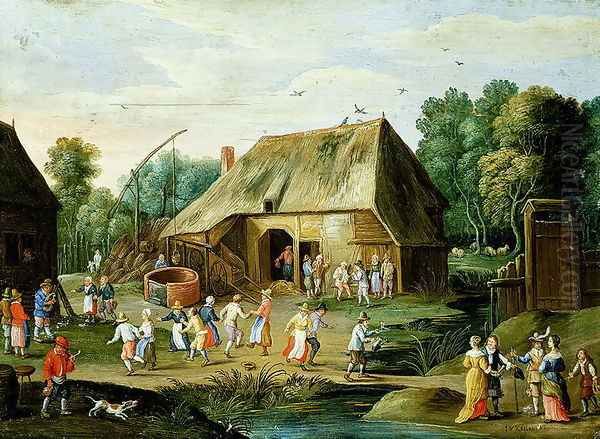 Gentry at a Peasant Dance Oil Painting by Jan van Kessel