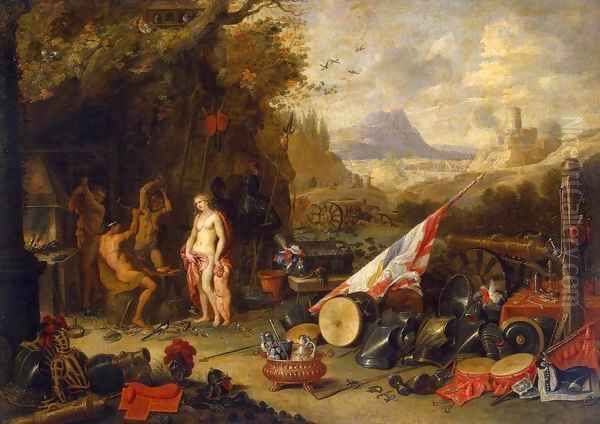 Venus at the Forge of Vulcan Oil Painting by Jan van Kessel