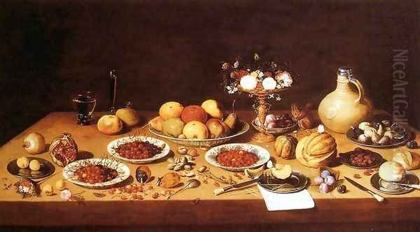 Still-Life on a Table with Fruit and Flowers by Jan van Kessel