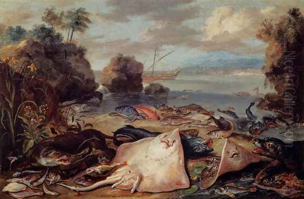 The Day's Catch Oil Painting by Jan van Kessel