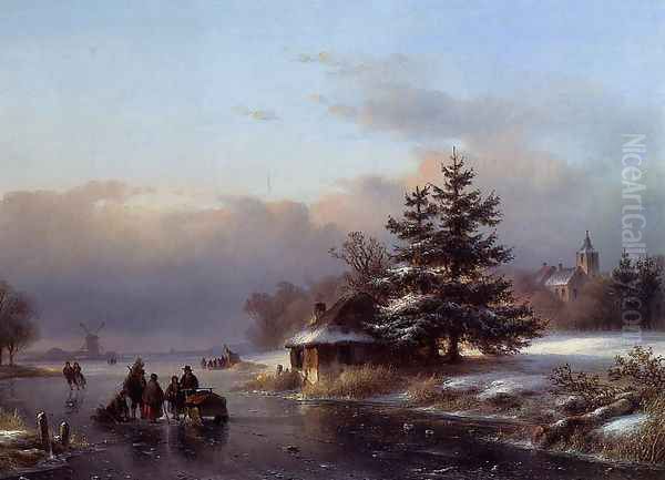 Winter Oil Painting by Lodewijk Johannes Kleijn