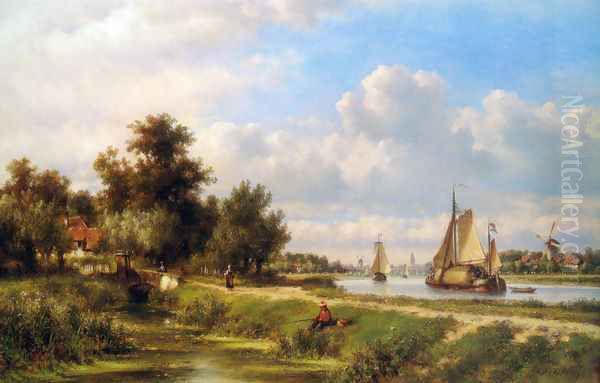 The Townpath Oil Painting by Lodewijk Johannes Kleijn