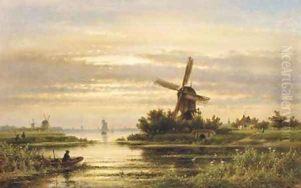 An idyllic summer landscape Oil Painting by Lodewijk Johannes Kleijn