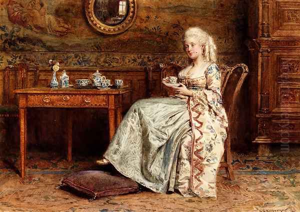 Taking Tea Oil Painting by George Goodwin Kilburne