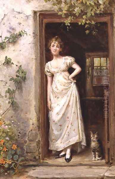 The Cottage Door Oil Painting by George Goodwin Kilburne