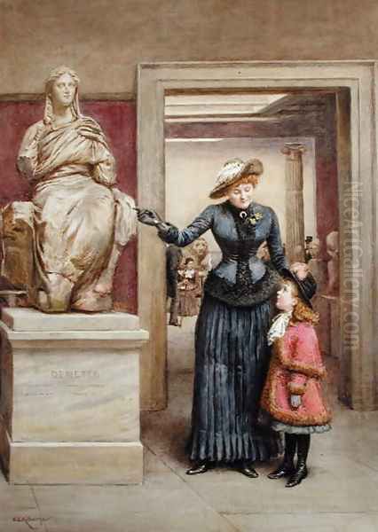 At the British Museum Oil Painting by George Goodwin Kilburne