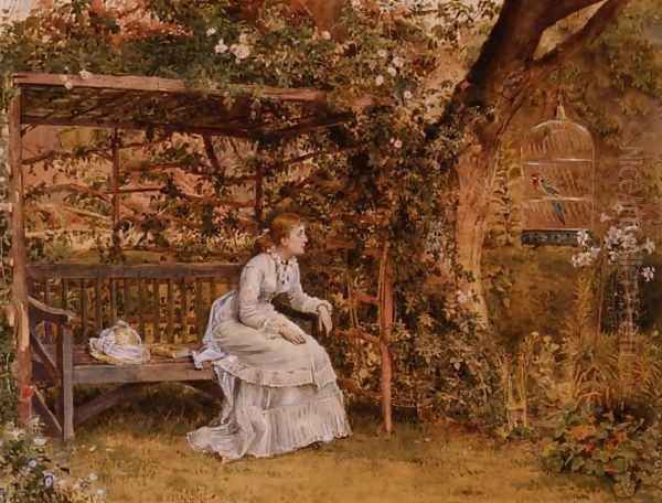 The Lady and her Parrot Oil Painting by George Goodwin Kilburne