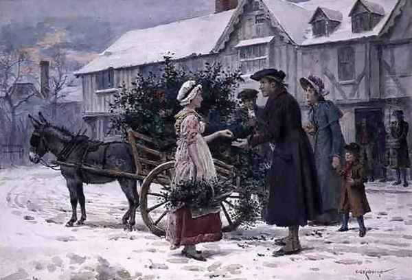 The Holly Cart Oil Painting by George Goodwin Kilburne