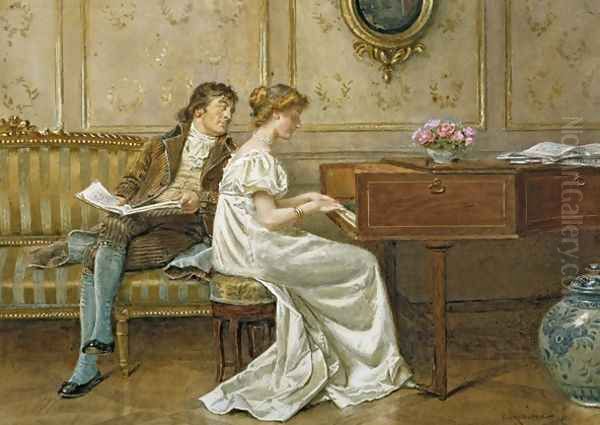 The New Spinet Oil Painting by George Goodwin Kilburne