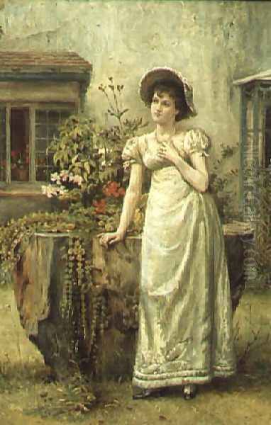 Young Woman beside a Tree Stump Oil Painting by George Goodwin Kilburne