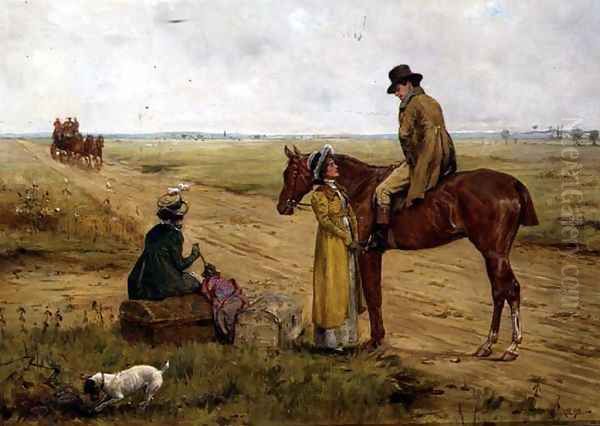 Waiting for the Stage Coach Oil Painting by George Goodwin Kilburne