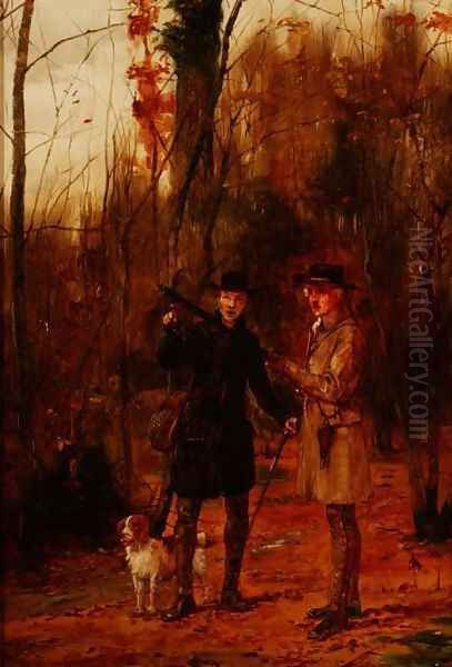 Two Men Shooting a Woodcock Oil Painting by George Goodwin Kilburne