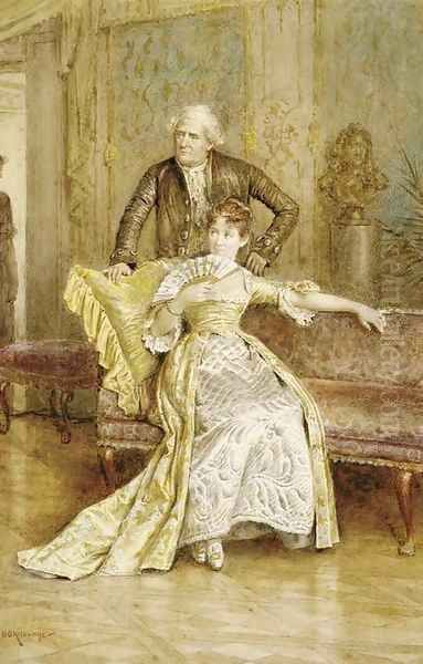 A gentleman and a lady in a drawing room Oil Painting by George Goodwin Kilburne