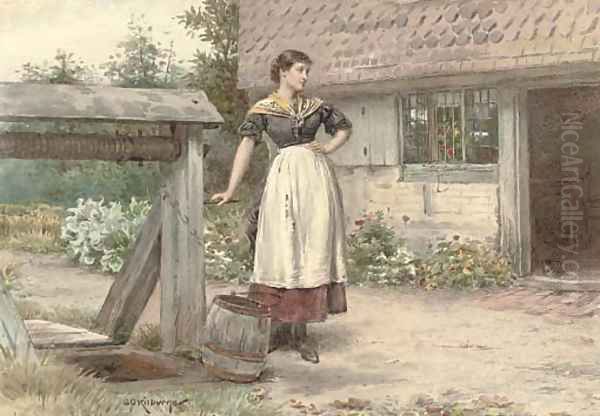 Household duties at the well Oil Painting by George Goodwin Kilburne