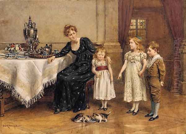 Tea in the nursery Oil Painting by George Goodwin Kilburne