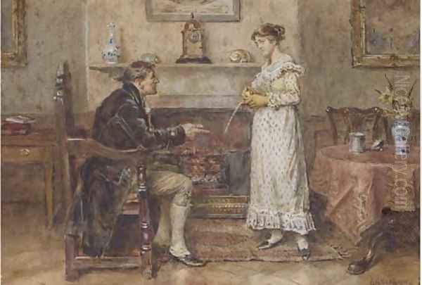 A conversation in front of the fire Oil Painting by George Goodwin Kilburne