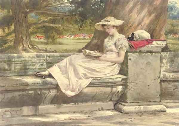 A quiet read in the shade Oil Painting by George Goodwin Kilburne