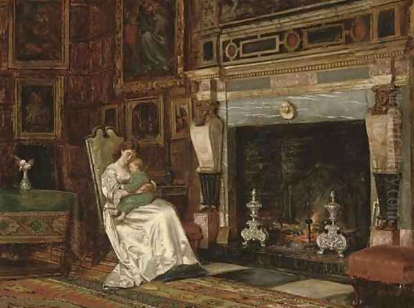 By the fireside Oil Painting by George Goodwin Kilburne