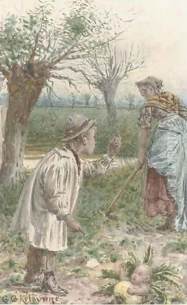 Tending the cabbage patch Oil Painting by George Goodwin Kilburne