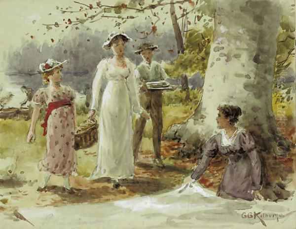 The picnickers Oil Painting by George Goodwin Kilburne