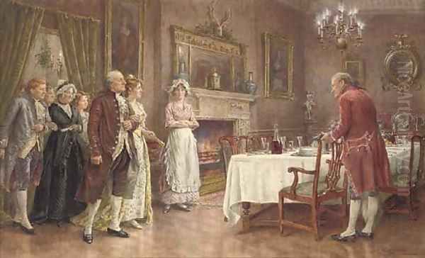 Placing the guests on Christmas Eve Oil Painting by George Goodwin Kilburne