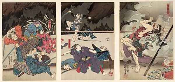 The Death of Yamanaka Dankuro Oil Painting by Utagawa Kuniyoshi