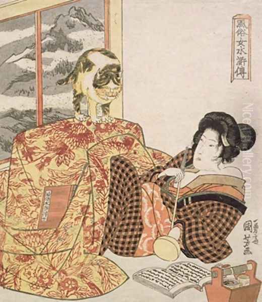 Brazier Kotatsu from the series 108 Designs of Customs of Women Likened to the Suikoden Oil Painting by Utagawa Kuniyoshi