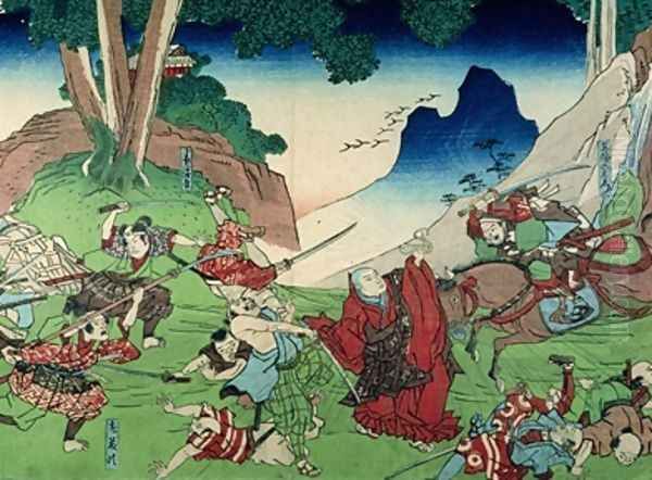 Nichiren Confuses his Enemies Oil Painting by Utagawa Kuniyoshi