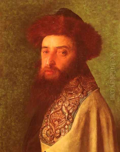 Young Rabbi with Blue Tallis Oil Painting by Isidor Kaufmann