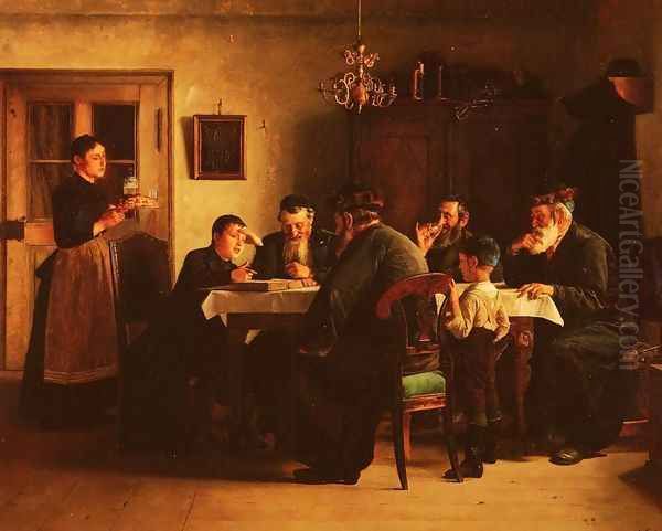 Discussing The Talmud Oil Painting by Isidor Kaufmann