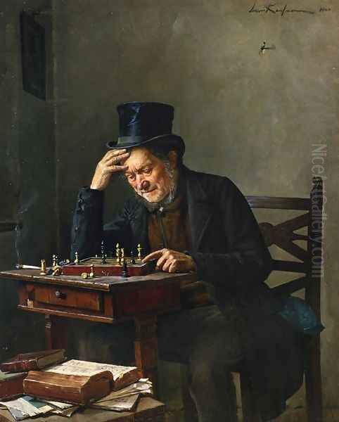 The Chess Player Oil Painting by Isidor Kaufmann