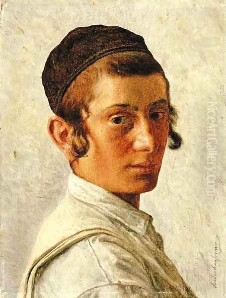 Portrait of a Young Boy Oil Painting by Isidor Kaufmann